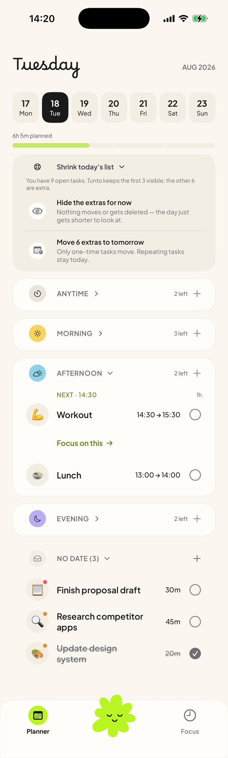 Tunto — Shrink today’s list