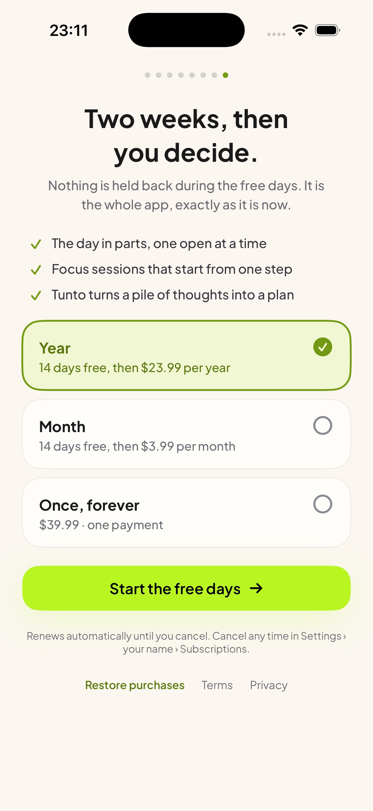 Tunto — Choose a plan