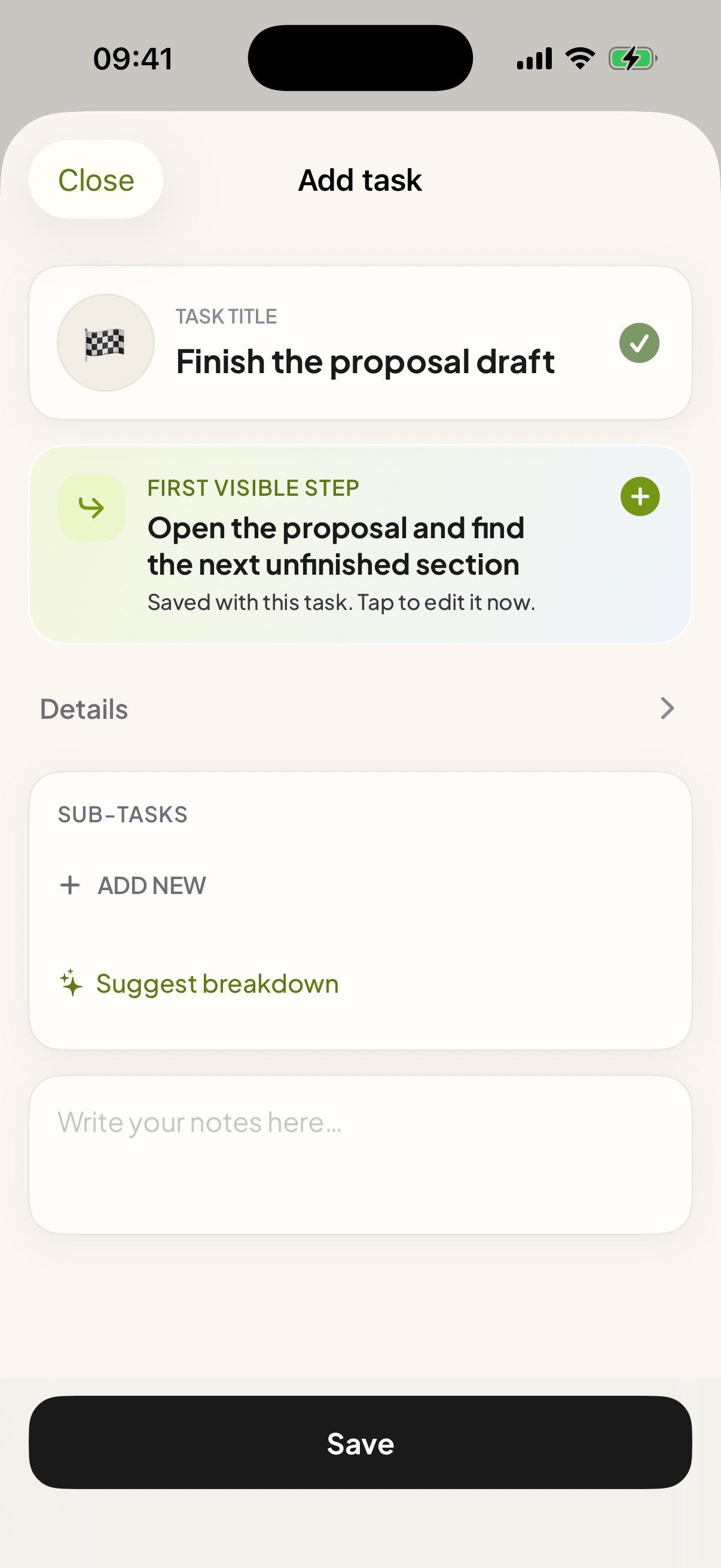 Tunto — Add or edit the task